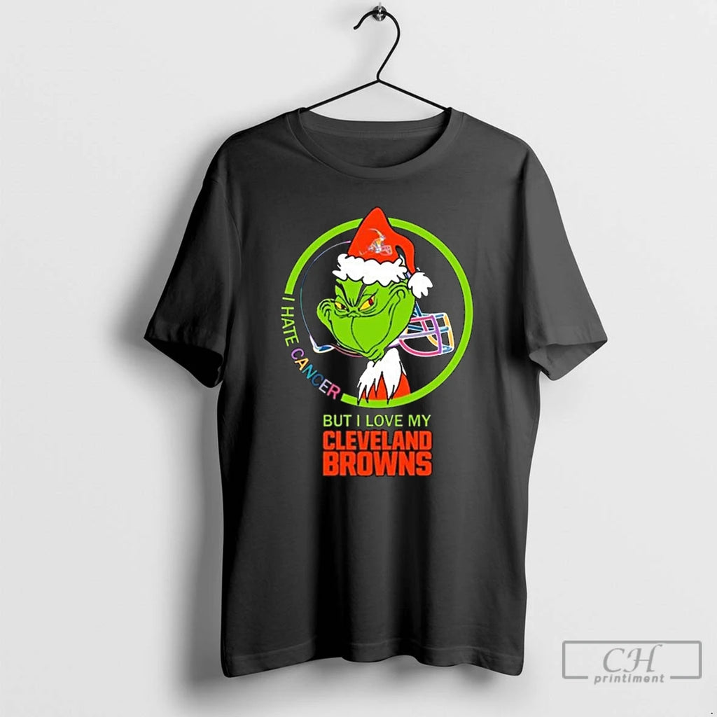 Classic The Grinch I Hate Cancer But I Love My Cleveland Browns Merry Christmas