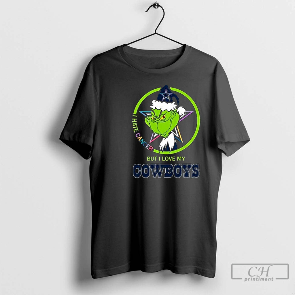 Classic The Grinch I Hate Cancer But I Love My Dallas Cowboys Merry Christmas Circle