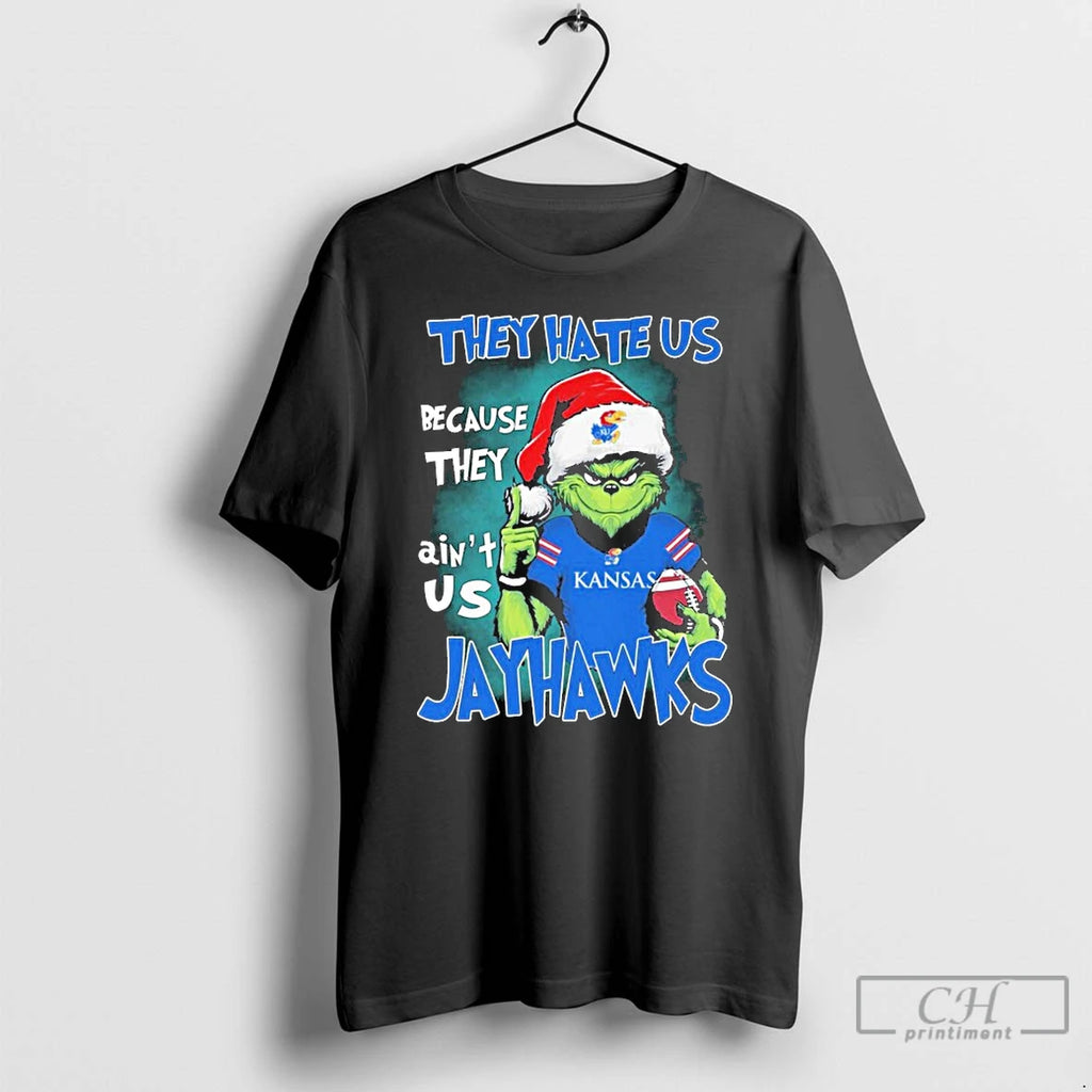 Classic The Grinch They Hate Us Because They Aint Us Kansas Jayhawks Christmas T Shirts