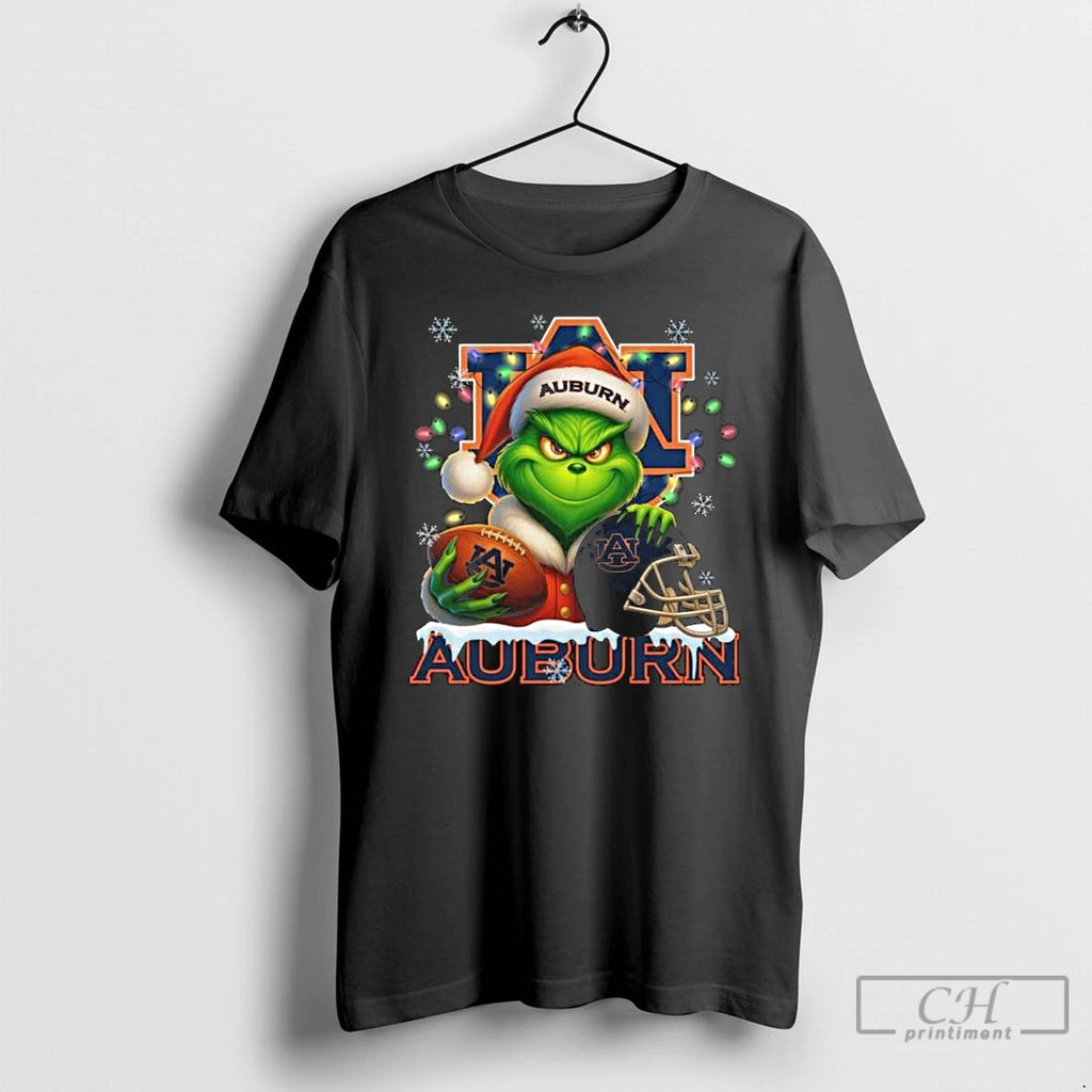 Classic The Grinch X Ball And Helmet Auburn Tigers Merry Christmas 2025 T Shirts Sweater