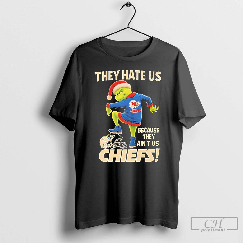 Classic They Hate Us Because They Aint Us Kansas City Chiefs Grinch Christmas T Shirts