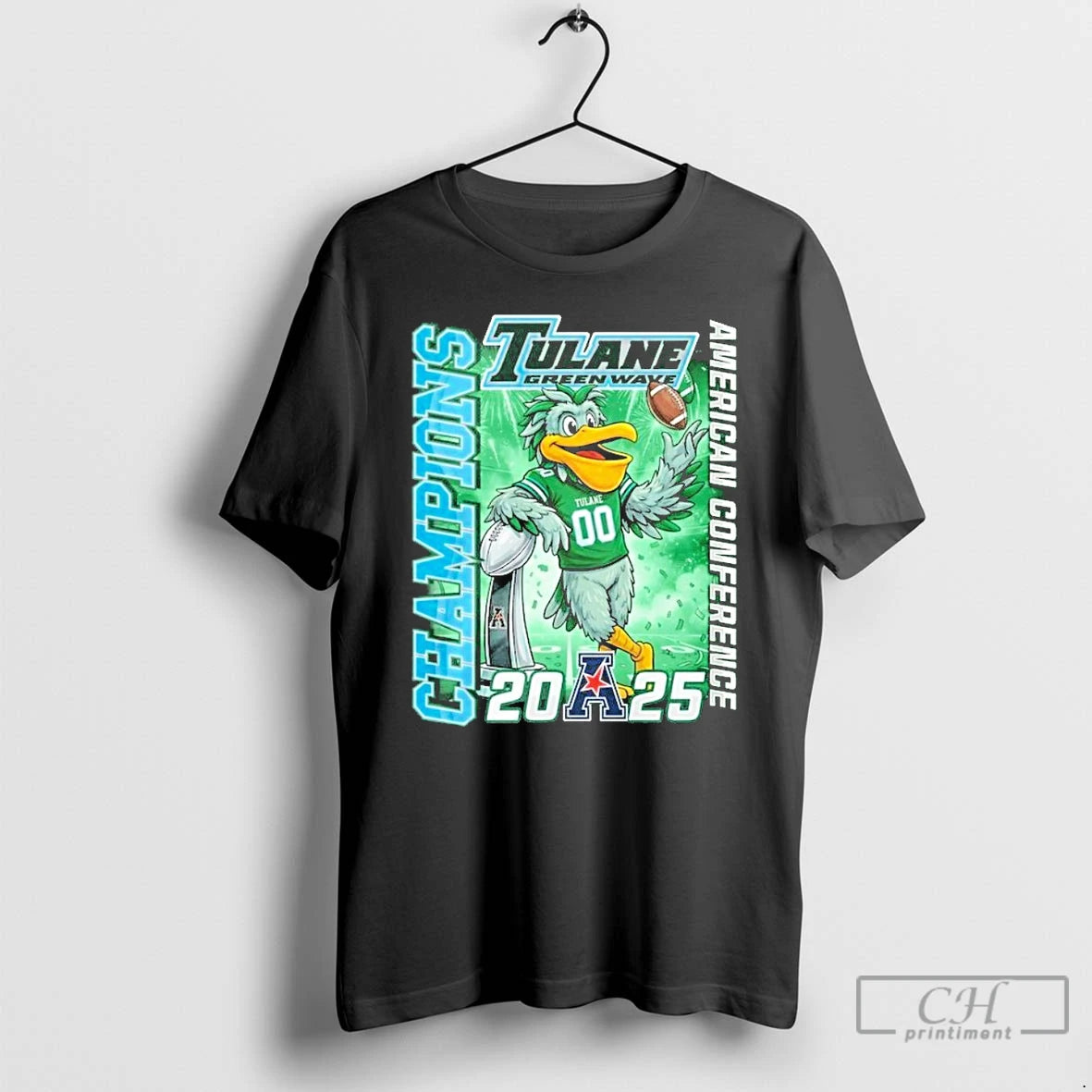 Classic Tulane Green Wave 2025 American Conference Champion Mascot T-Shirts, Hoodie, Sweatshirt | WearSparks.com
