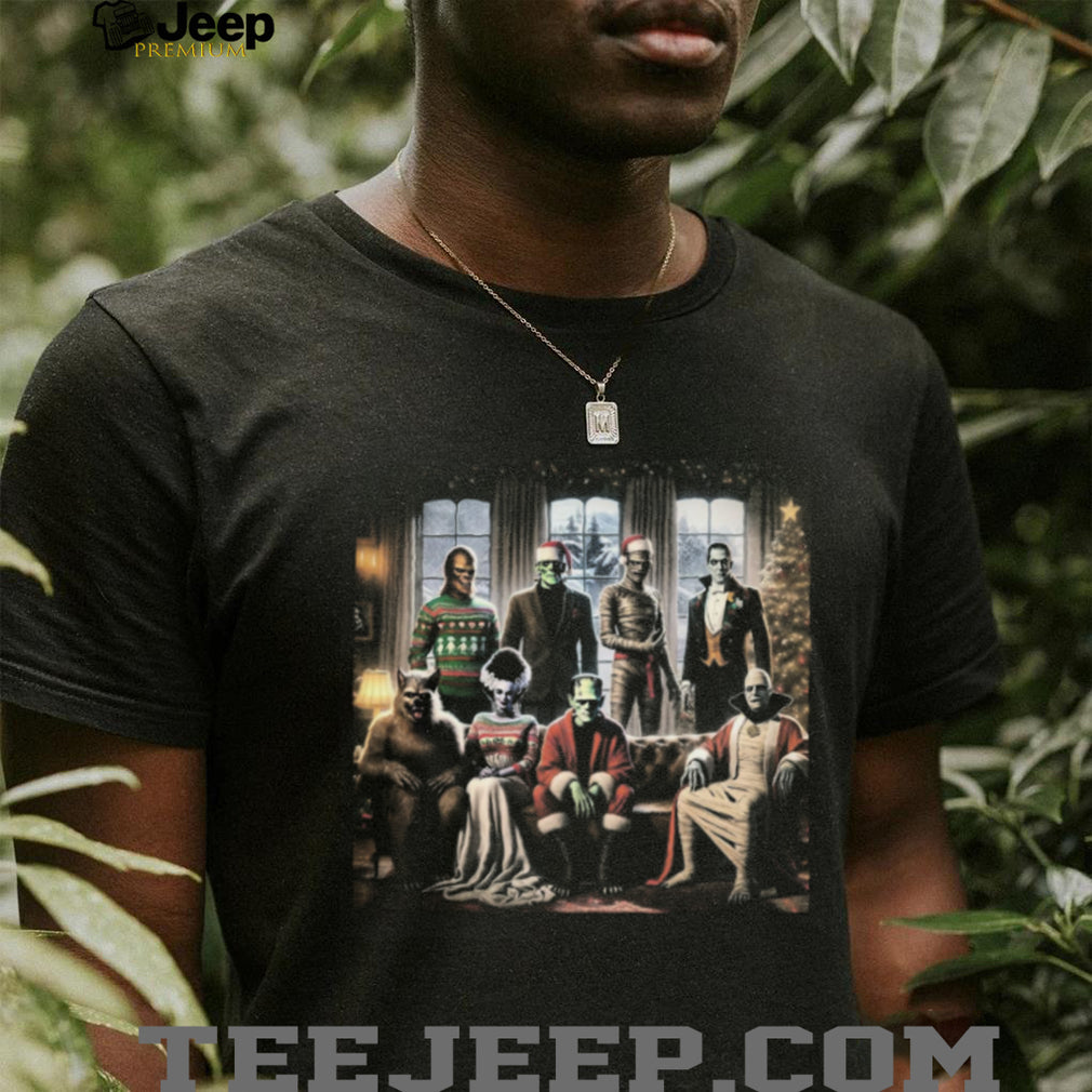 Classic Universal Monsters Christmas Party Scene T Shirt
