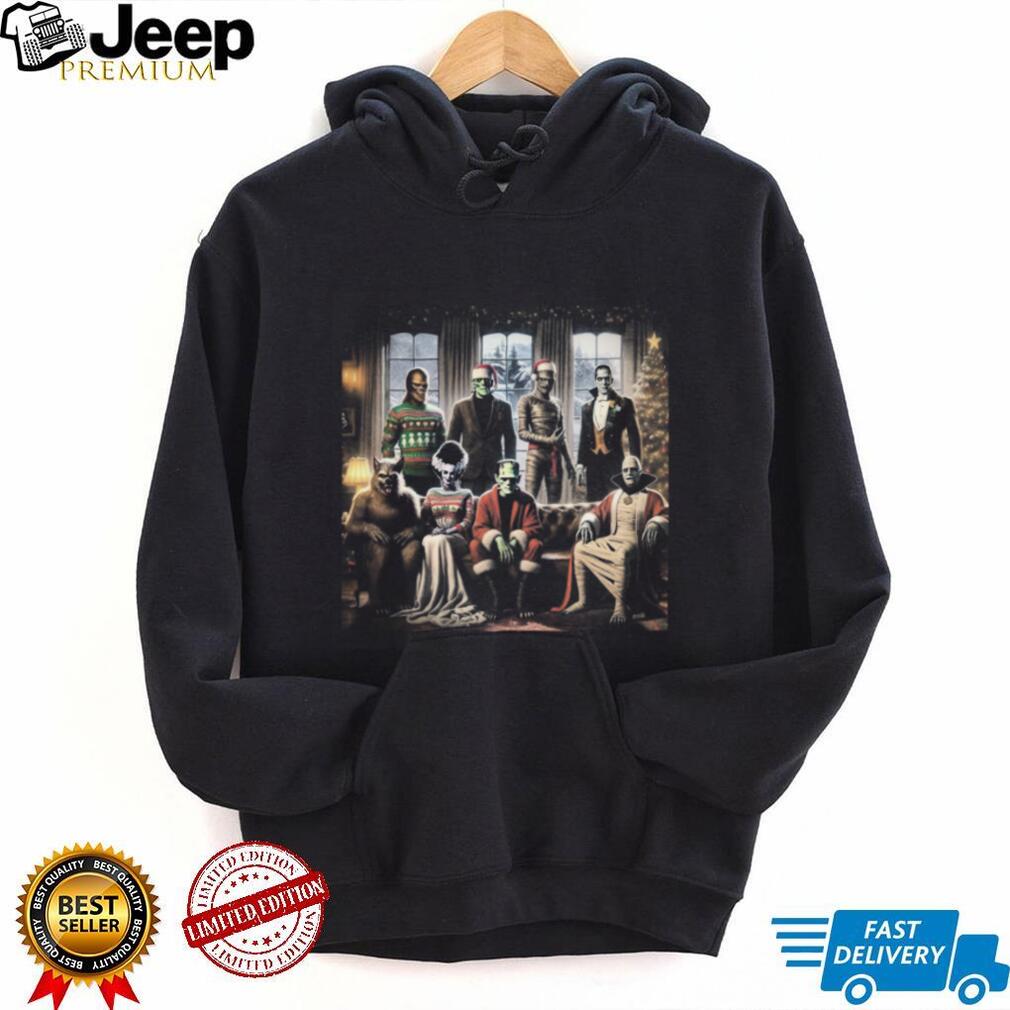 Classic Universal Monsters Christmas Party Scene T Shirt