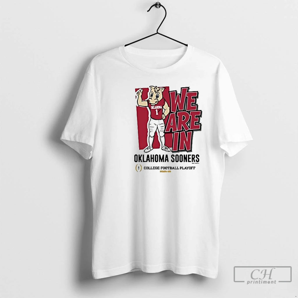 Classic We Are In Oklahoma Sooners 2025 Cfp Bound Mascot Circle White T Shirts Sweater
