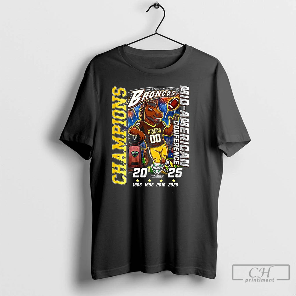 Classic Western Michigan Broncos Mascot Mid American Conference Champions 2025