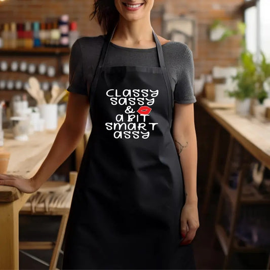 Classy Sassy & A Bit Smart Assy Apron, Funny Apron For Chef, Baking Apron For Woman, Cooking Gift For Mom, Sarcastic Kitchen Apron.