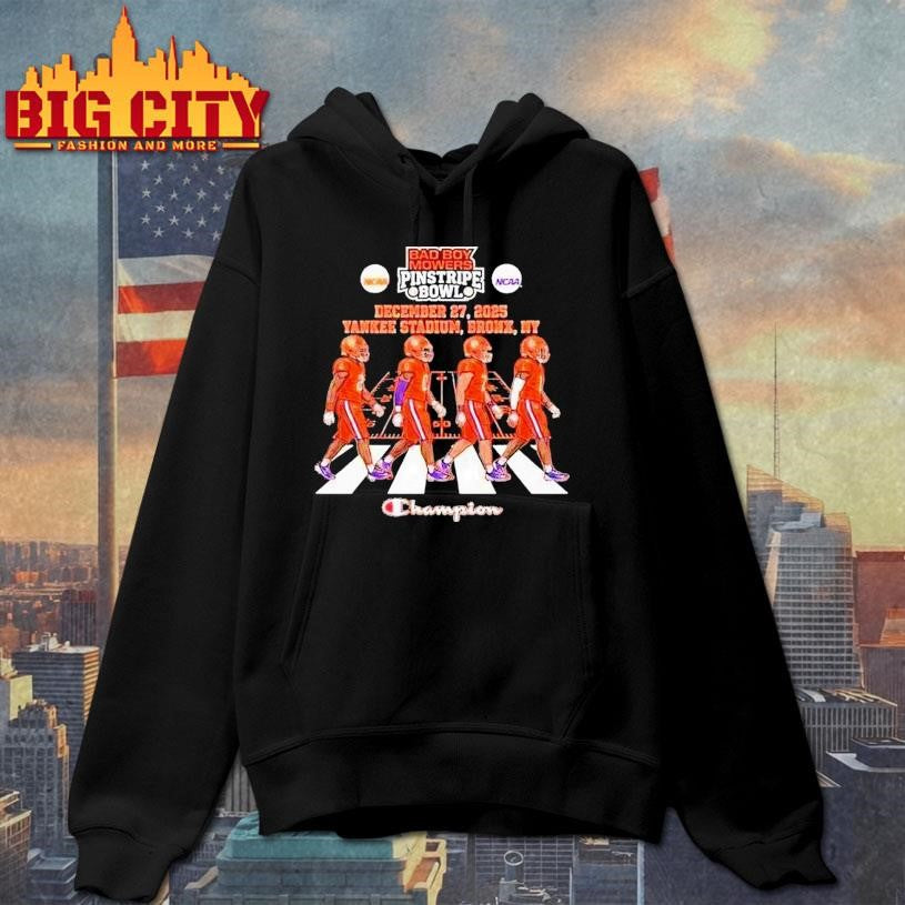 Clemson Tigers Bad Boy Mowers Pinstripe Bowl Champions Abbey Road Crosswalk Yankee Stadium Bronx New York December 27 2025 Champion Shirt