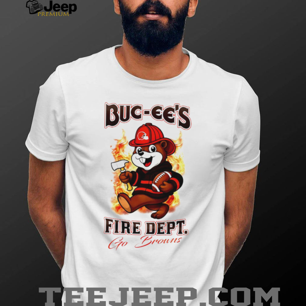 Cleveland Browns Buc ees Mascot Fire Department Football T Shirt