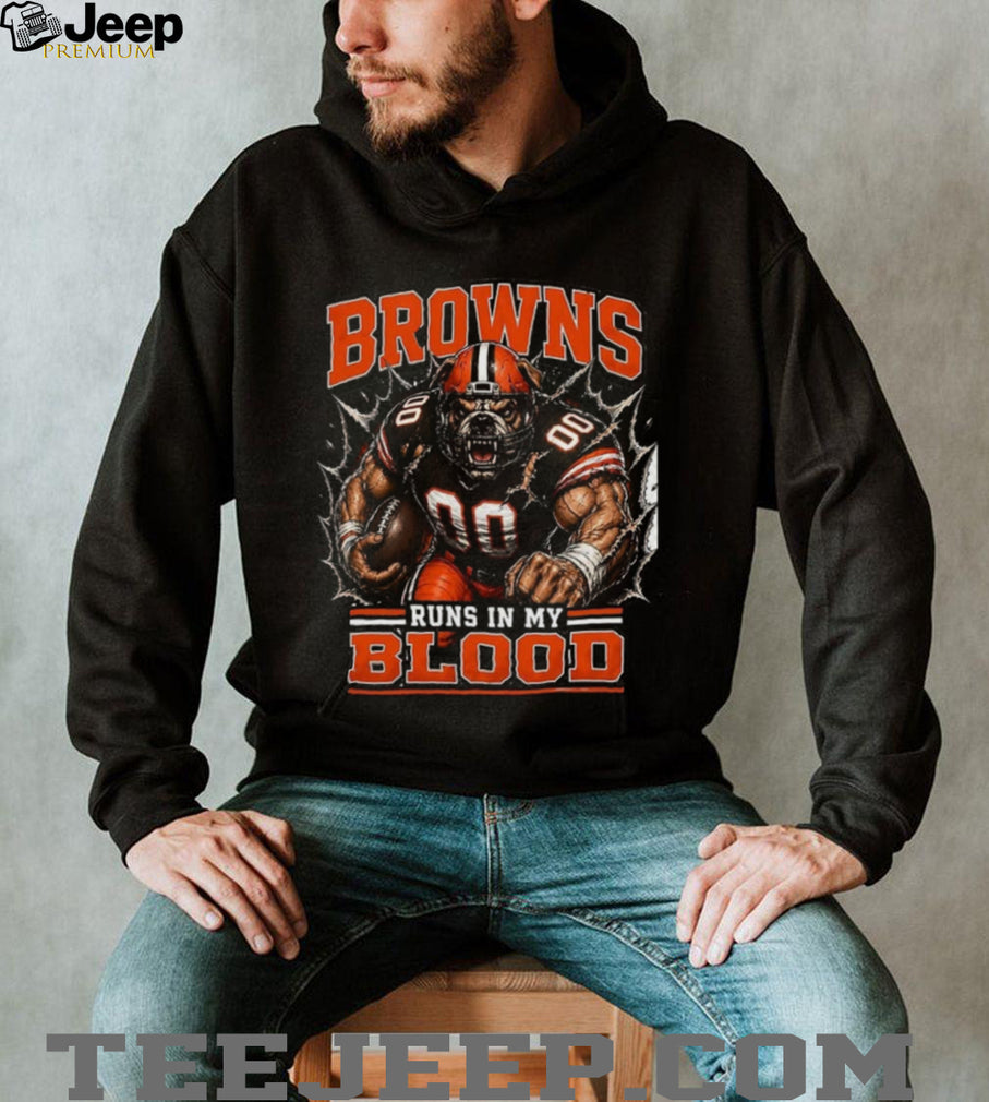 Cleveland Browns Football Team Runs In My Blood Fan Retro Vintage Men Shirt