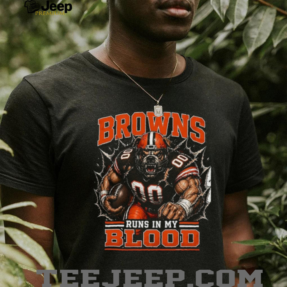 Cleveland Browns Football Team Runs In My Blood Fan Retro Vintage Men Shirt