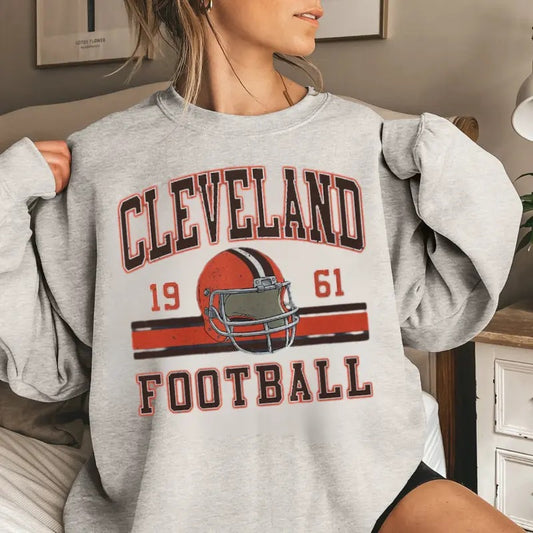 Cleveland Football Vintage Style Sweatshirt, Retro Cleveland Football Shirt, Cleveland Fan Gift, Sunday Football Apparel #F53