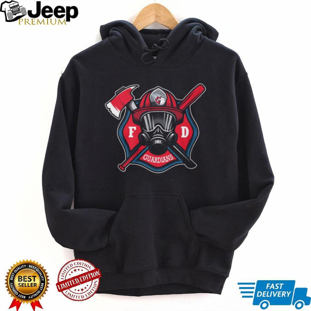 Cleveland Guardians Firefighter FD First Responder Baseball Fans Retro Men Women Black T Shirt