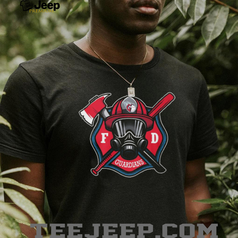 Cleveland Guardians Firefighter FD First Responder Baseball Fans Retro Men Women Black T Shirt