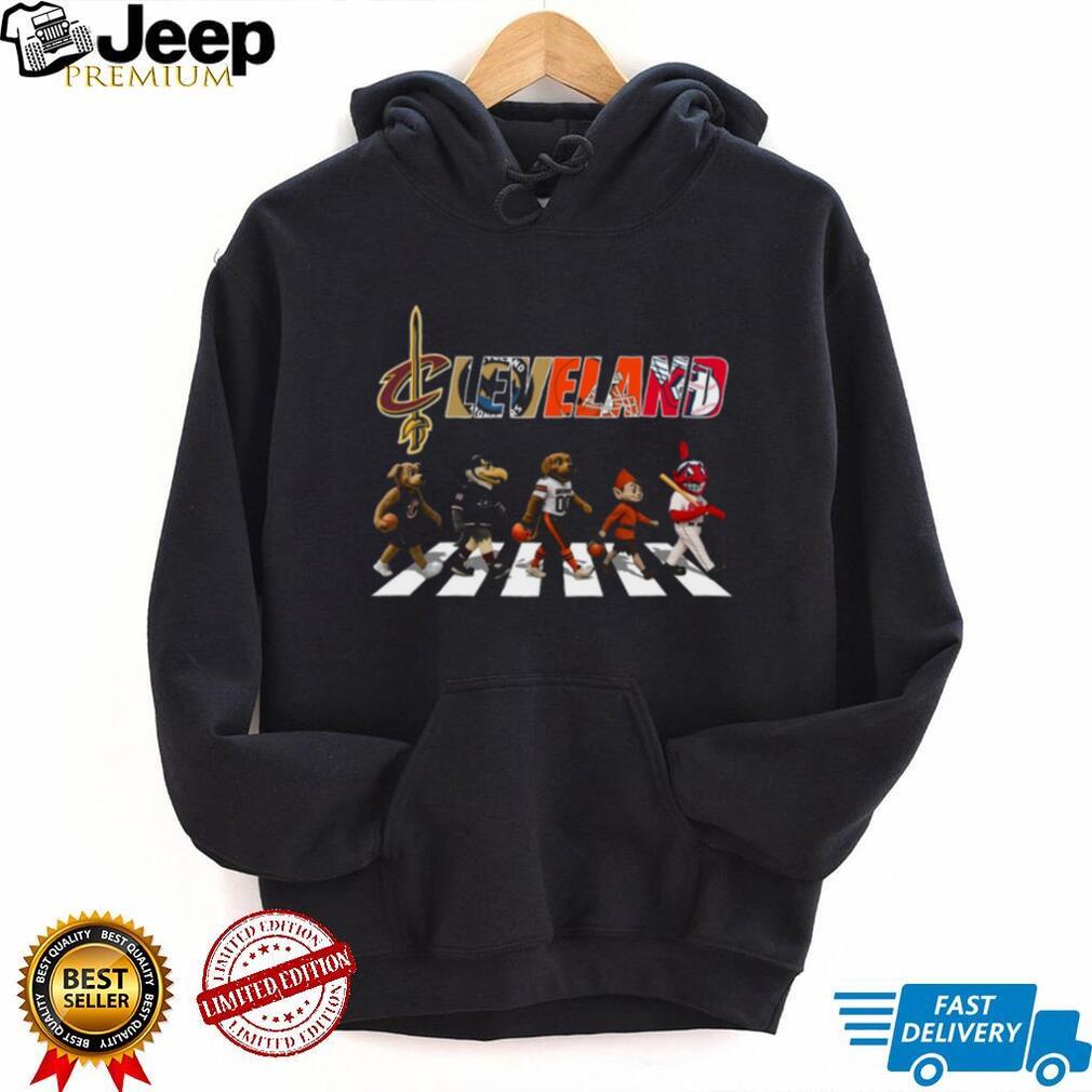 Cleveland Sports Mascots Abbey Road Crossing Cavaliers Browns Guardians T Shirt