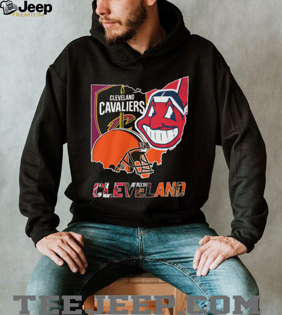 Cleveland Sports Teams Ohio State Map Graphic T Shirt