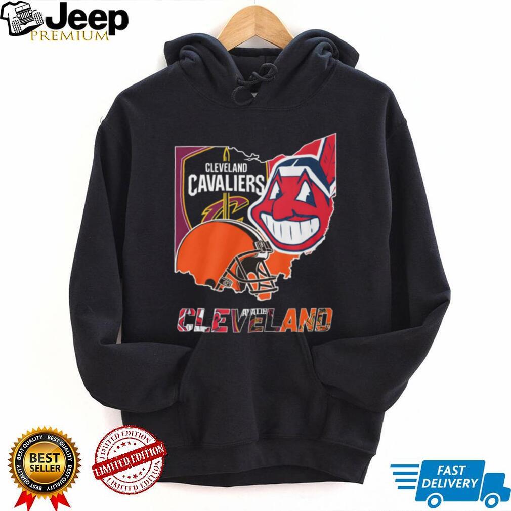 Cleveland Sports Teams Ohio State Map Graphic T Shirt