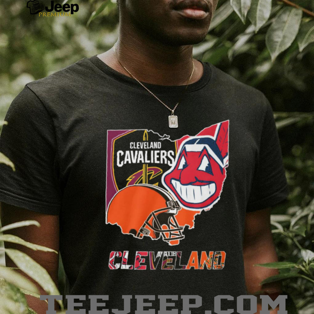 Cleveland Sports Teams Ohio State Map Graphic T Shirt