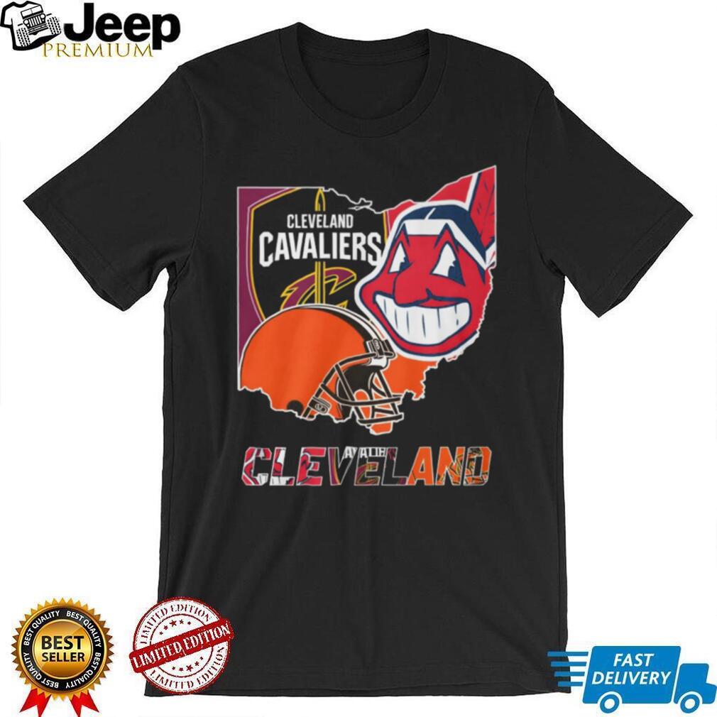 Cleveland Sports Teams Ohio State Map Graphic T Shirt