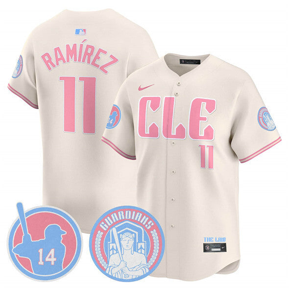 Cleveland Guardians #11 José Ramírez Cream Bubblegum Pink 2025 Vapor Limited Stitched