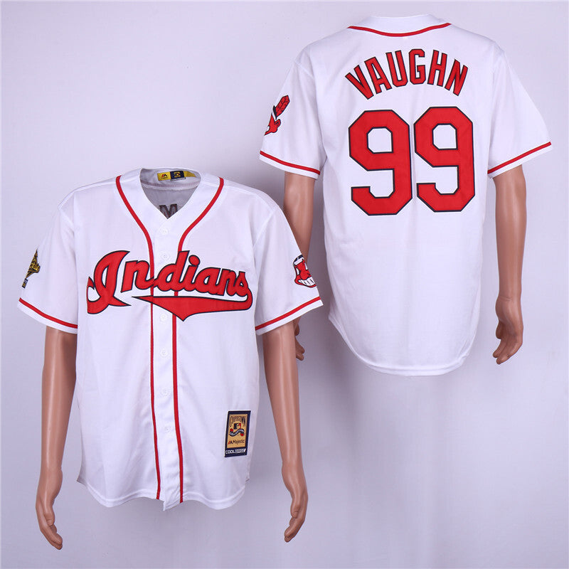 Cleveland Indians #99 Ricky Vaughn Indians 99 White Retro