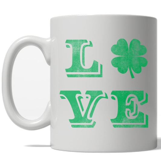 Clover Love Mug Cool St Patricks Day Shamrock Coffee Cup - 11oz Funny Coffee Mugs Ceramic Printed Drinkware Cup