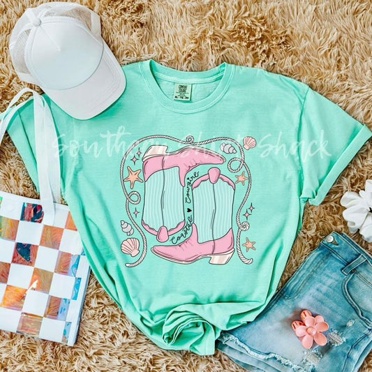 Coastal Cowgirl  T shirt  | Beach life  T shirt | island reef comfort colors t shirt