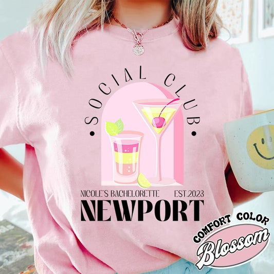 Cocktail Bachelorette Comfort Color Shirt, Bachelorette Club, Custom Bachelorette Cocktail Shirt, Custom Name Bachelorette Merch, Bridal Gift