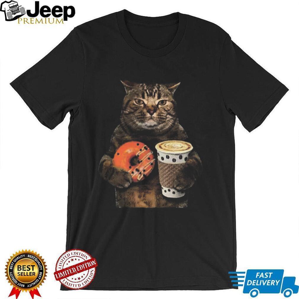 Coffee And Donut Loving Cat Graphic T Shirt