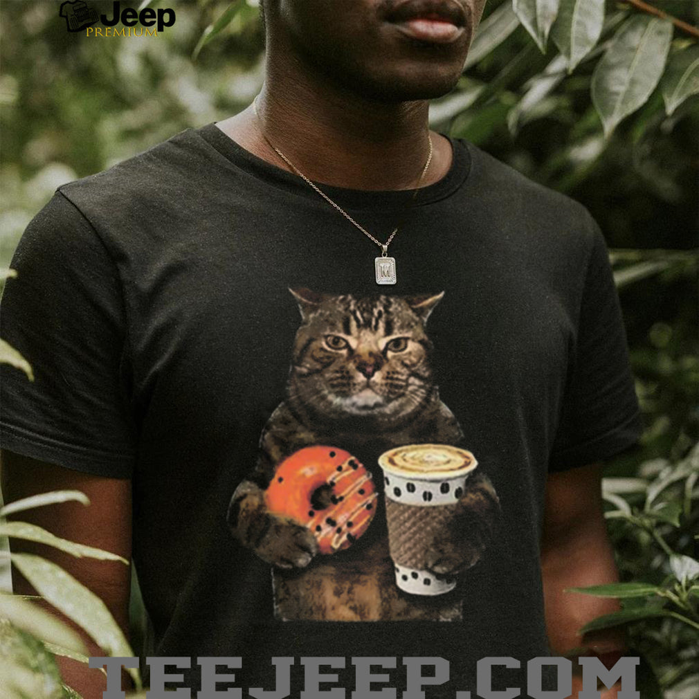 Coffee And Donut Loving Cat Graphic T Shirt