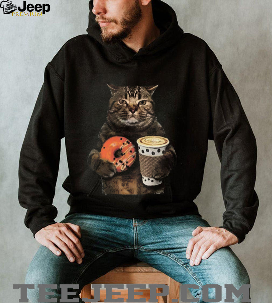 Coffee And Donut Loving Cat Graphic T Shirt