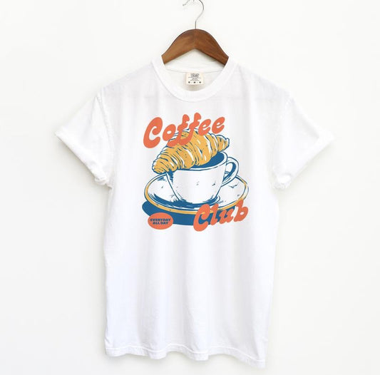 Coffee Club Comfort Colors TShirt, Croissant Shirt, Foodie T Shirt, French Croissant TShirt