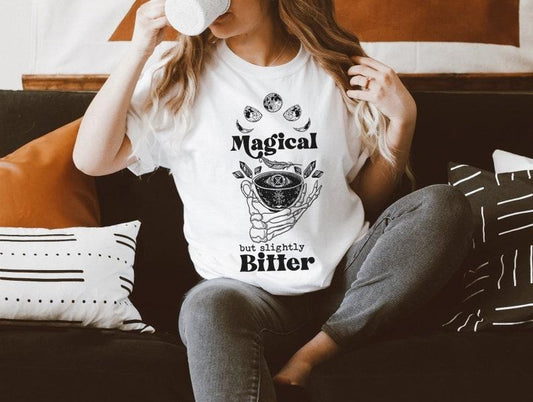 Coffee Skeleton T-shirt, Magical but Bitter T-shirt, Dead inside mystical coffee T-shirt, funny coffee T-shirt, funny coffee skeleton mom T-shirt