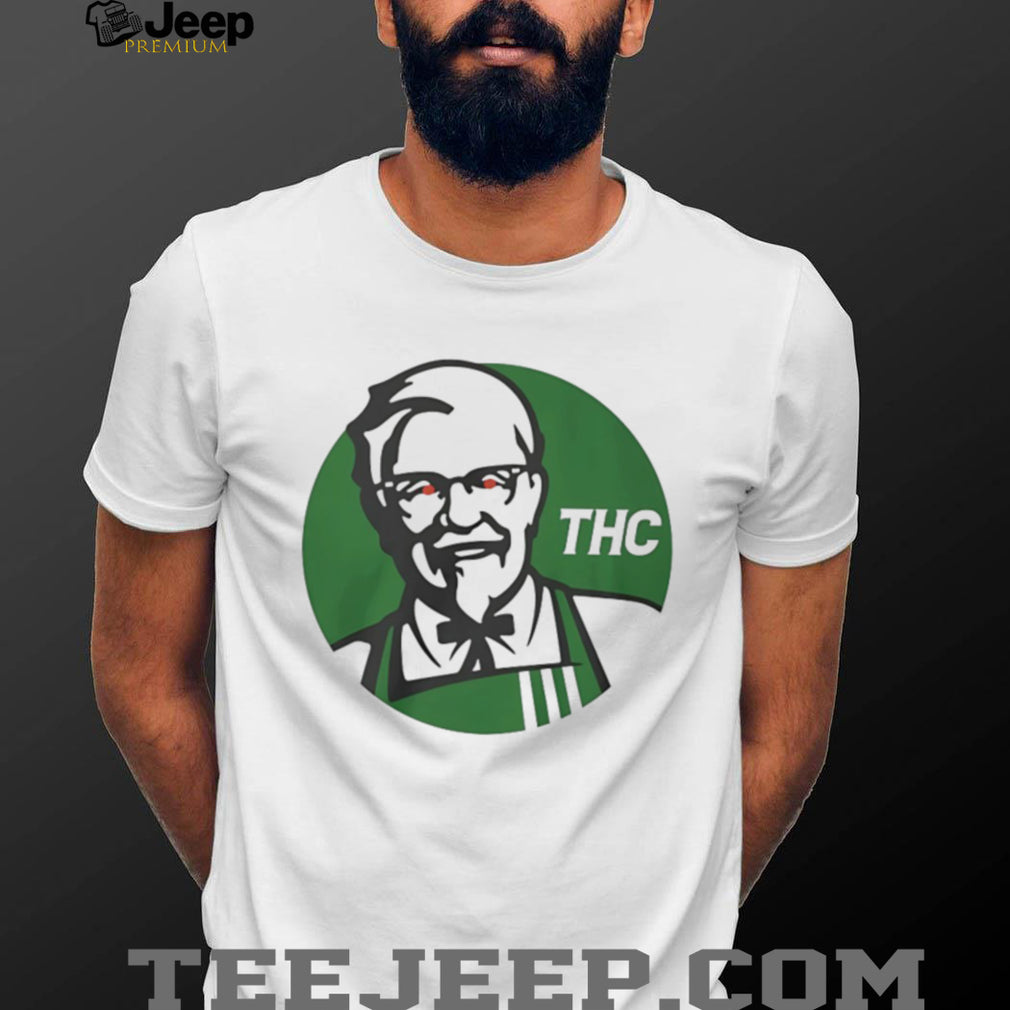 Colonel Sanders KFC Style Green THC Parody Graphic T Shirt