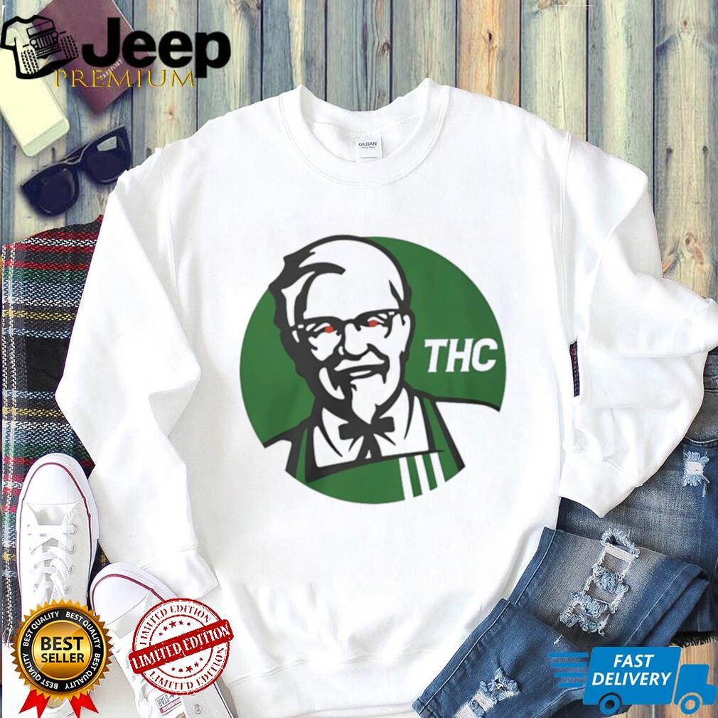 Colonel Sanders KFC Style Green THC Parody Graphic T Shirt