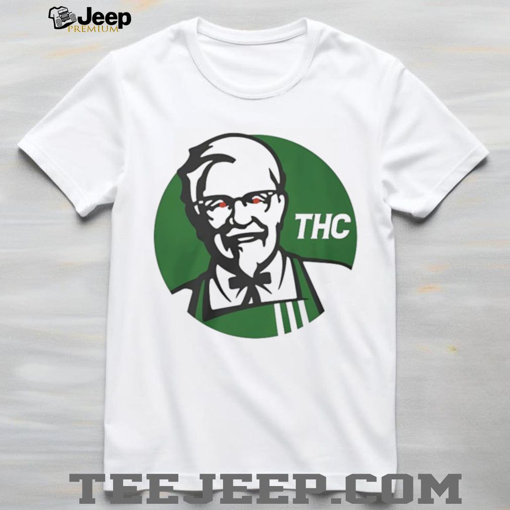 Colonel Sanders KFC Style Green THC Parody Graphic T Shirt