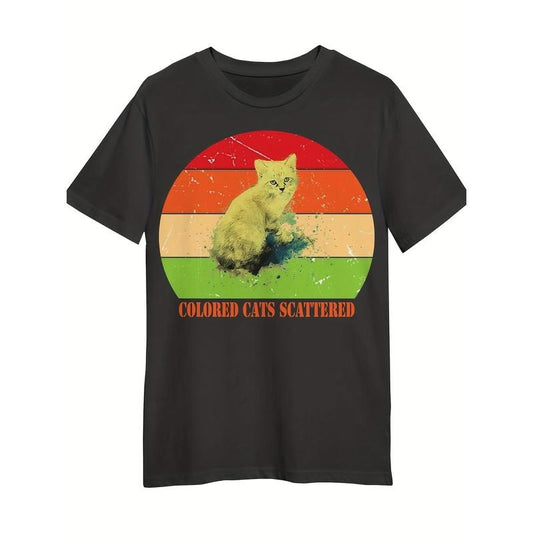 Color cat scattered sunset T-shirt, restoring ancient ways love color cat scattered sunset T-shirt restoring ancient ways, interesting color cat scattered sunset T-shirt restoring ancient ways, gift T-shirt color cat scattered retro sunset Made in USA