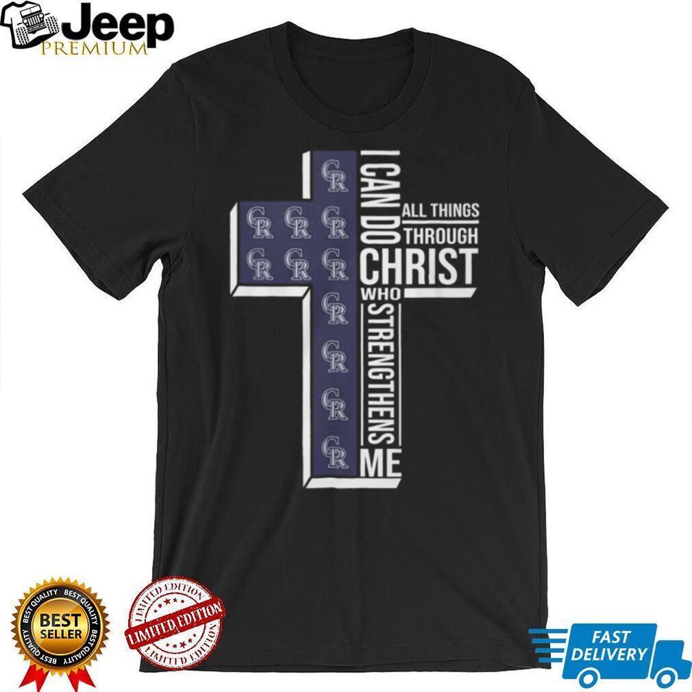 Colorado Rockies Christian Faith T Shirt Strengthening Cross Design