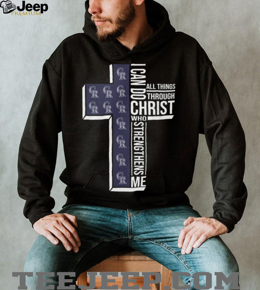 Colorado Rockies Christian Faith T Shirt Strengthening Cross Design