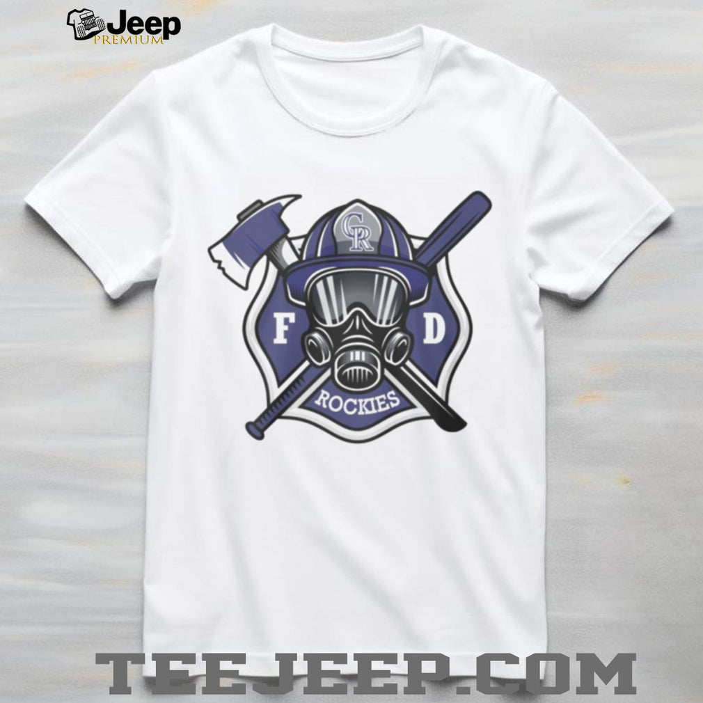 Colorado Rockies Fire Department FD Logo Baseball Fans First Responders White T Shirt