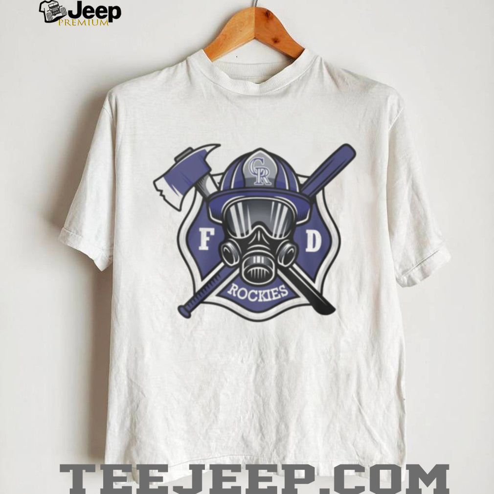 Colorado Rockies Fire Department FD Logo Baseball Fans First Responders White T Shirt