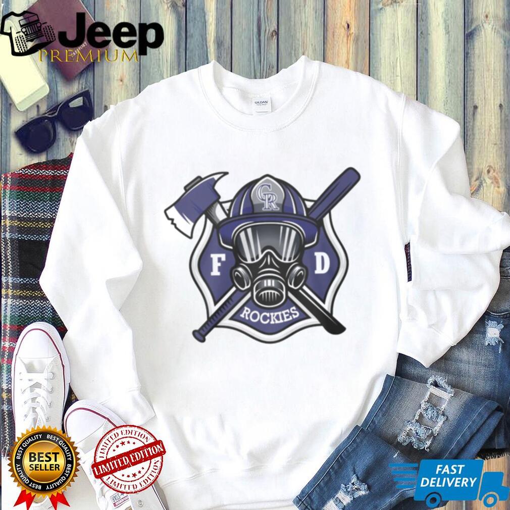Colorado Rockies Fire Department FD Logo Baseball Fans First Responders White T Shirt