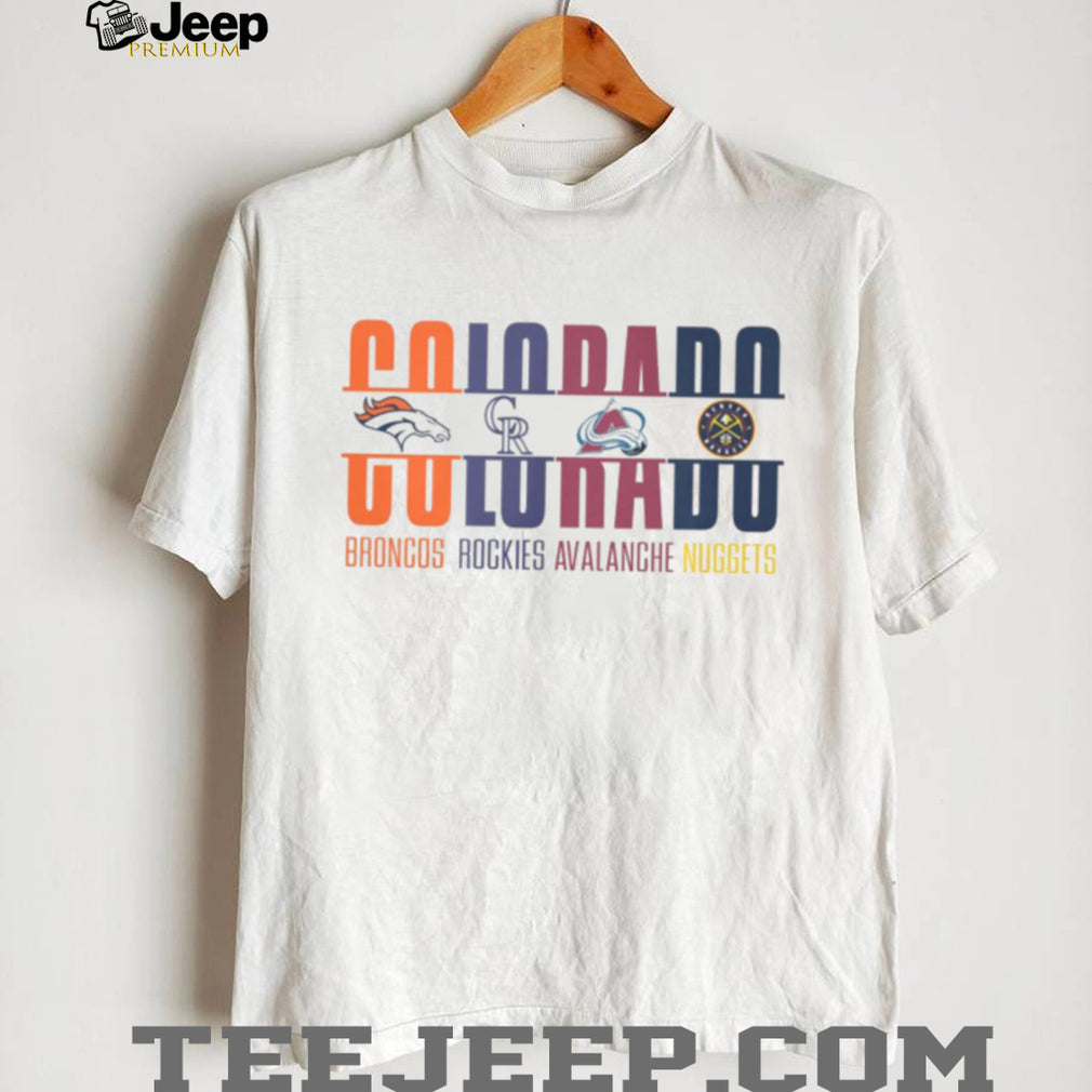 Colorado State Pride Multi Team Logo Typography T Shirt White Edition