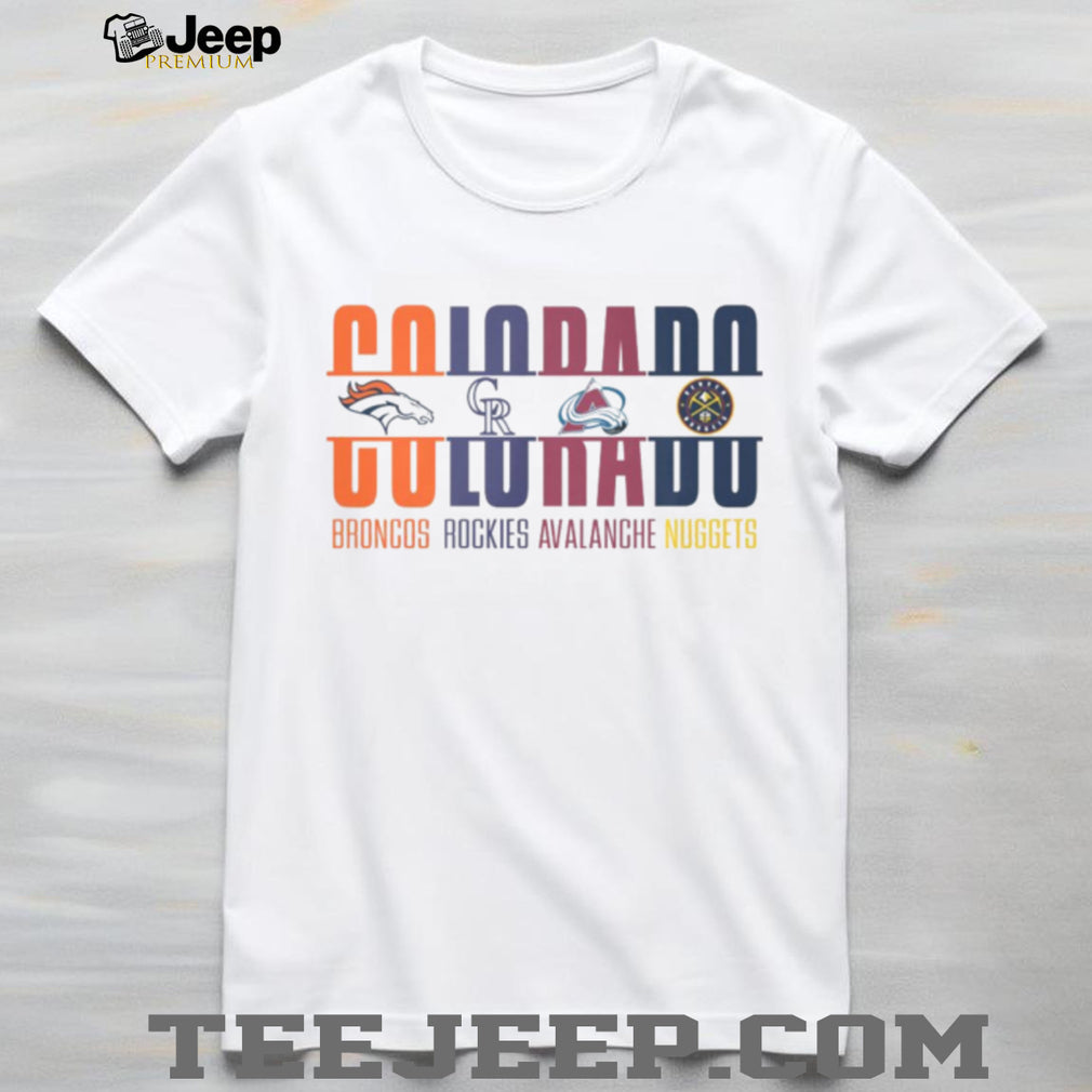 Colorado State Pride Multi Team Logo Typography T Shirt White Edition