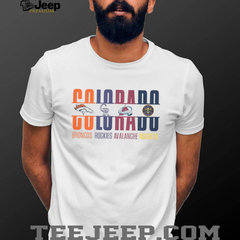 Colorado State Pride Multi Team Logo Typography T Shirt White Edition