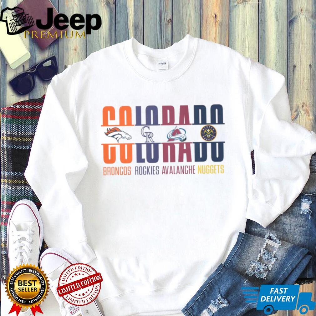 Colorado State Pride Multi Team Logo Typography T Shirt White Edition