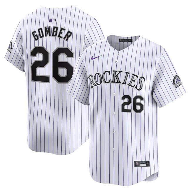 Colorado Rockies #26 Austin Gomber White Home Limited Stitched Baseball Jersey