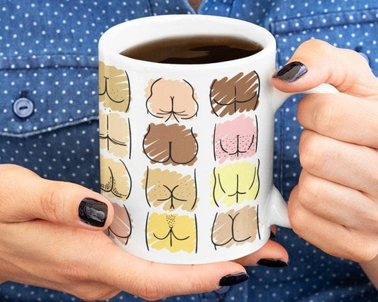 Colorful Butt Mug - Funny Coffee Mug for Laughter, Available in 11oz or 15oz, Perfect Gift for Friends, Coworkers, and Gag Gift Lovers