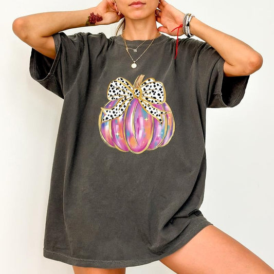 Colorful Coquette Gold Shirt Comfort Colors, Halloween Girls Fall Unhinged Unisex T-Shirt,  Halloween Girl Fall Gifts, Pumpkin Tee