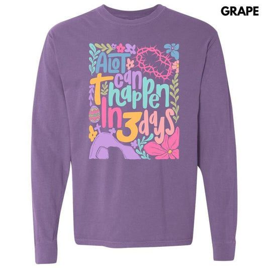 Colorful In Three Days Long Sleeve Comfort Colors T-Shirt 'NLB' Hoodie, Sweatshirt | WearSparks.com